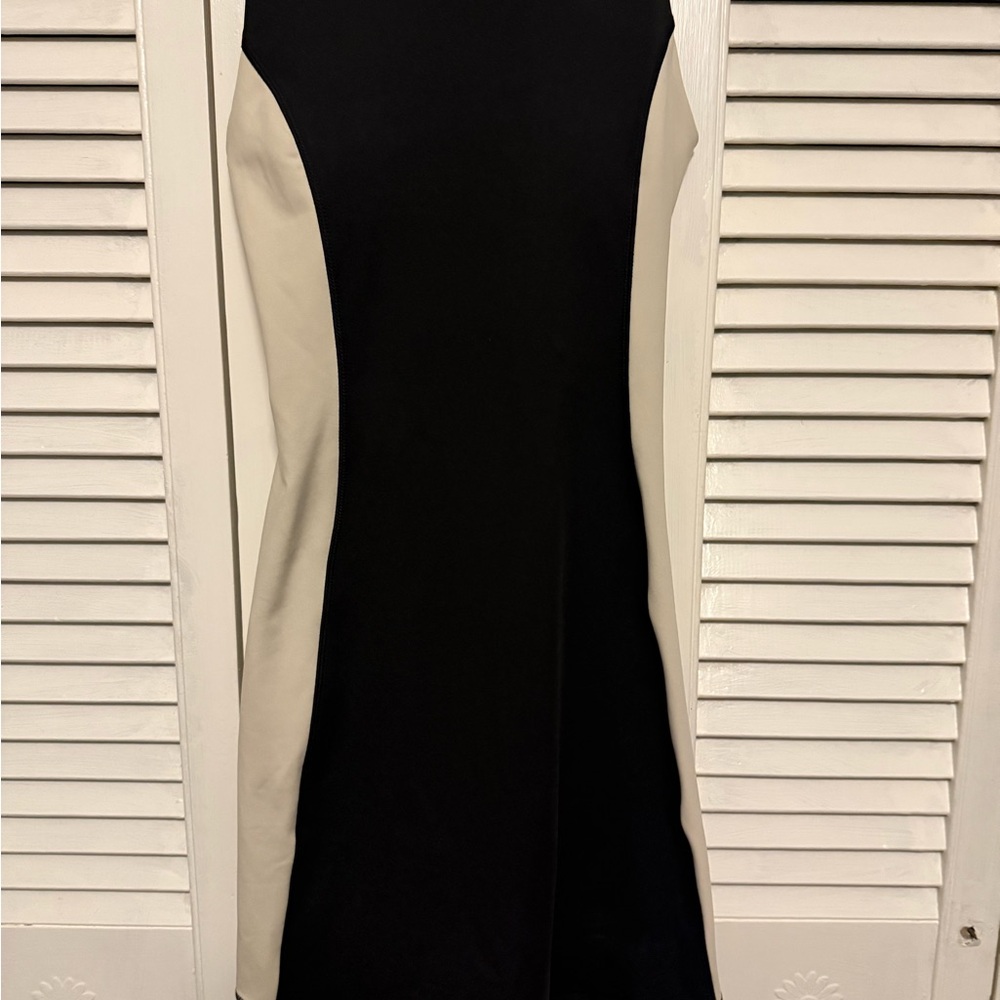 ZELOS Asymmetrical Black and Cream Dress